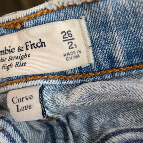 Abercrombie & Fitch Curve Love Ankle Straight Ultra High Rise Denim Jeans 2s - Picture 12 of 12
